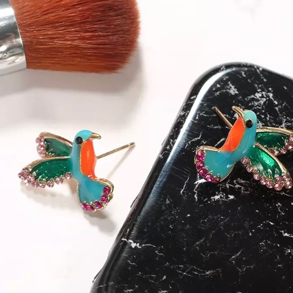 Colorful Hummingbird Earrings - Picture 4 of 8
